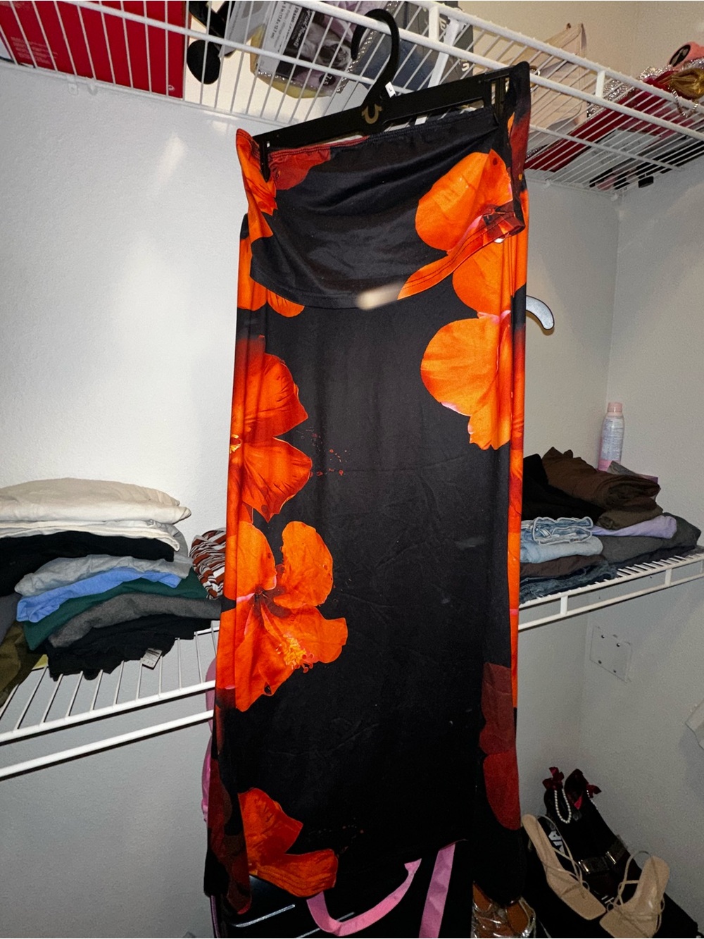 SHEIN 2 piece set with Bold Orange Floral Print